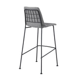 Elma-B Bar Stool In Light Gray Fabric with Matte Black Frame and Legs - Set Of 2