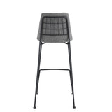 Elma-B Bar Stool In Light Gray Fabric with Matte Black Frame and Legs - Set Of 2
