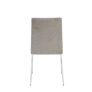 Rasmus Side Chair with Dark Gray Leatherette and Light Brown Fabric with Brushed Stainless Steel Legs - Set of 2