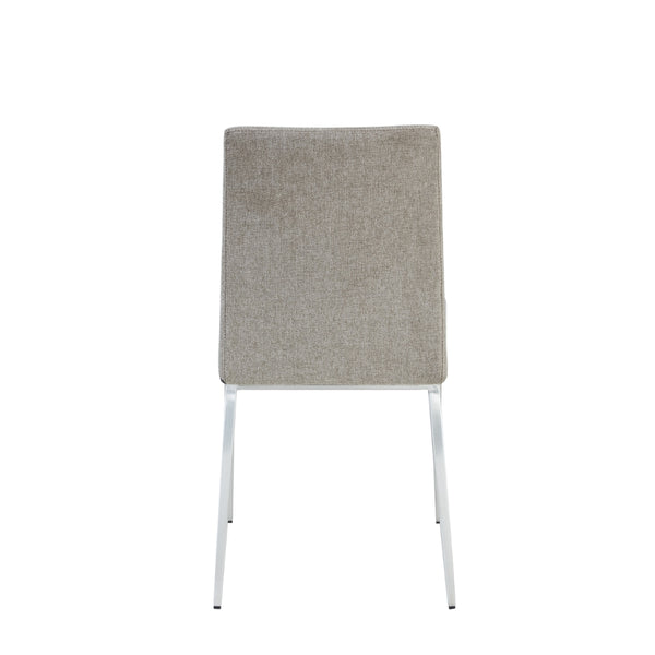 Rasmus Side Chair with Dark Gray Leatherette and Light Brown Fabric with Brushed Stainless Steel Legs - Set of 2