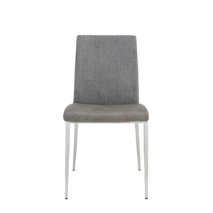 Rasmus Side Chair with Light Gray Seat and Back with Brushed Stainless Steel Legs - Set of 2