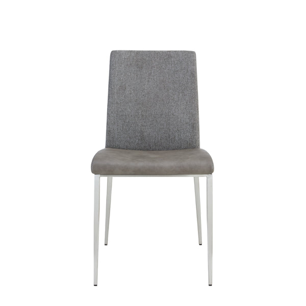 Rasmus Side Chair with Light Gray Seat and Back with Brushed Stainless Steel Legs - Set of 2