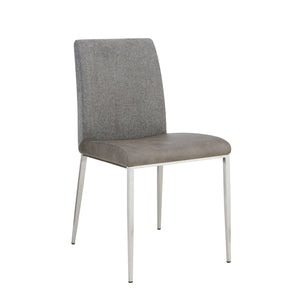 Rasmus Side Chair with Light Gray Seat and Back with Brushed Stainless Steel Legs - Set of 2