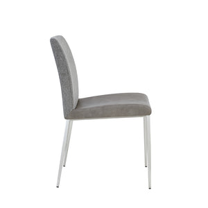 Rasmus Side Chair with Light Gray Seat and Back with Brushed Stainless Steel Legs - Set of 2