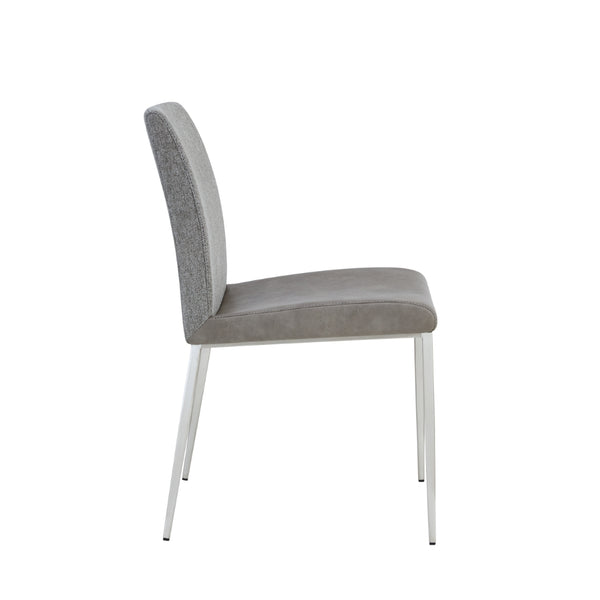 Rasmus Side Chair with Light Gray Seat and Back with Brushed Stainless Steel Legs - Set of 2