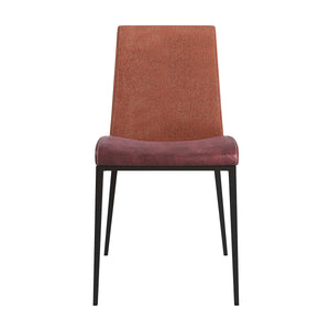 Rasmus Side Chair with Dark Brown Leatherette and Orange Fabric with Matte Black Legs - Set of 2
