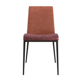 Rasmus Side Chair with Dark Brown Leatherette and Orange Fabric with Matte Black Legs - Set of 2