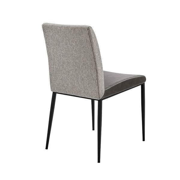 Rasmus Side Chair with Dark Gray Leatherette and Light Gray Fabric with Matte Black Legs - Set of 2