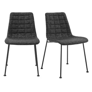 Elma Side Chair in Black Fabric with Matte Black Frame and Legs - Set Of 2