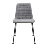 Elma Side Chair in Light Gray Fabric with Matte Black Frame and Legs - Set Of 2