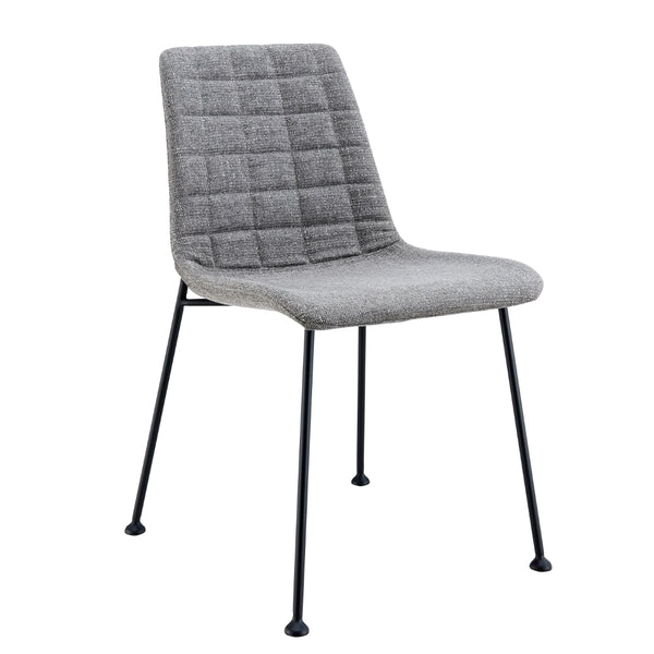 Elma Side Chair in Light Gray Fabric with Matte Black Frame and Legs - Set Of 2