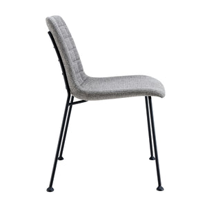 Elma Side Chair in Light Gray Fabric with Matte Black Frame and Legs - Set Of 2