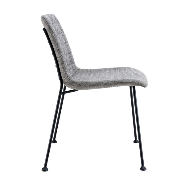Elma Side Chair in Light Gray Fabric with Matte Black Frame and Legs - Set Of 2