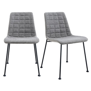 Elma Side Chair in Light Gray Fabric with Matte Black Frame and Legs - Set Of 2