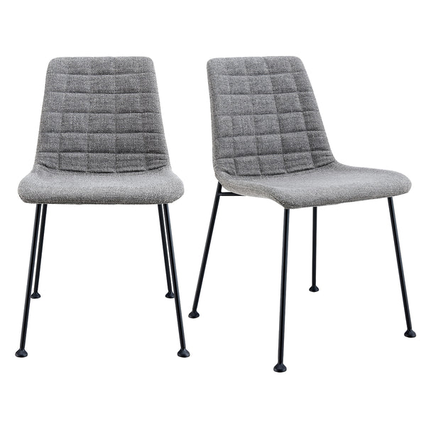 Elma Side Chair in Light Gray Fabric with Matte Black Frame and Legs - Set Of 2