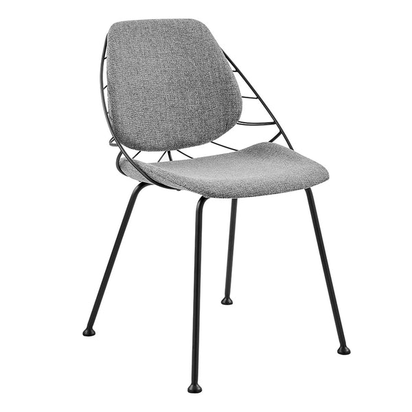 Linnea Side Chair in Light Gray Fabric with Matte Black Frame and Legs - Set of 2