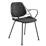 Linnea Armchair In Black Fabric with Matte Black Frame and Legs - Set of 2