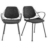 Linnea Armchair In Black Fabric with Matte Black Frame and Legs - Set of 2