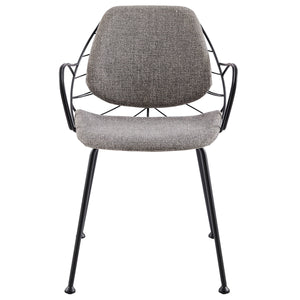Linnea Armchair In Light Gray Fabric with Matte Black Frame and Legs - Set of 2
