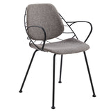 Linnea Armchair In Light Gray Fabric with Matte Black Frame and Legs - Set of 2