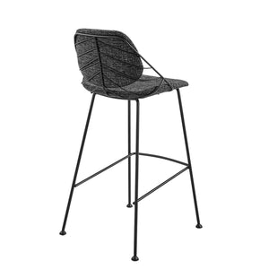 Linnea-B Bar Stool In Black Fabric with Matte Black Frame and Legs - Set Of 2
