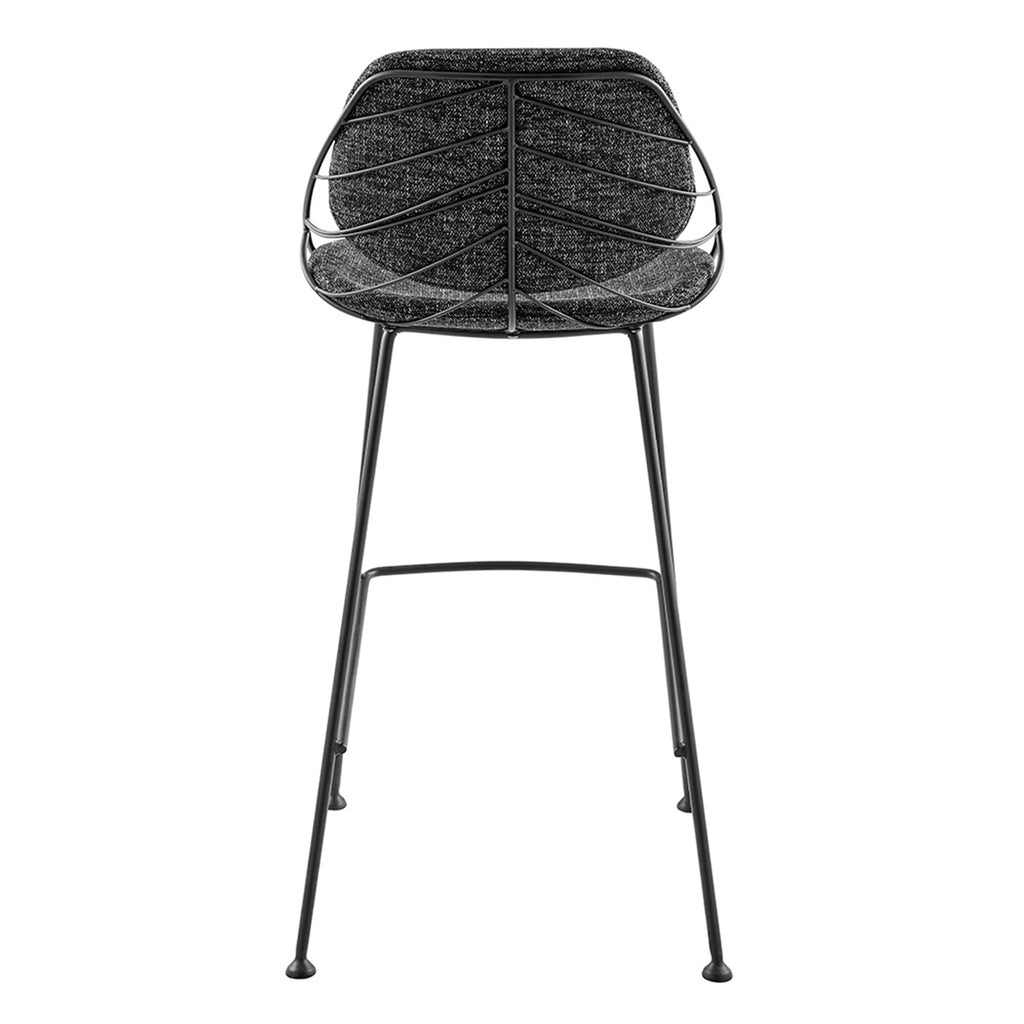 Linnea-B Bar Stool In Black Fabric with Matte Black Frame and Legs - Set Of 2