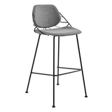 Linnea-B Bar Stool in Light Gray Fabric with Matte Black Frame and Legs - Set Of 2