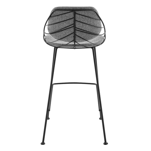 Linnea-B Bar Stool in Light Gray Fabric with Matte Black Frame and Legs - Set Of 2