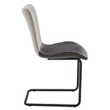 Juni Side Chair in Light Gray Fabric and Dark Gray Leatherette with Matte Black Base - Set of 2