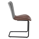 Juni Side Chair in Gray Fabric and Light Brown Leatherette with Matte Black Base - Set of 2