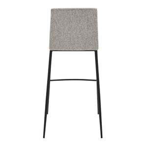 Rasmus-B Bar Stool with Dark Gray Leatherette and Light Gray Fabric with Matte Black Legs - Set of 2