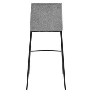 Rasmus-B Bar Stool with Light Brown Leatherette and Gray Fabric with Matte Black Legs - Set of 2
