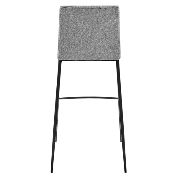 Rasmus-B Bar Stool with Light Brown Leatherette and Gray Fabric with Matte Black Legs - Set of 2