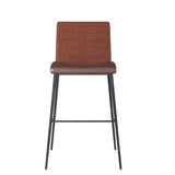 Rasmus-C Counter Stool with Dark Brown Leatherette and Orange Fabric with Matte Black Legs - Set of 2
