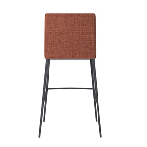 Rasmus-C Counter Stool with Dark Brown Leatherette and Orange Fabric with Matte Black Legs - Set of 2