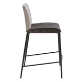 Rasmus-C Counter Stool with Dark Gray Leatherette and Light Gray Fabric with Matte Black Legs - Set of 2