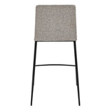 Rasmus-C Counter Stool with Dark Gray Leatherette and Light Gray Fabric with Matte Black Legs - Set of 2