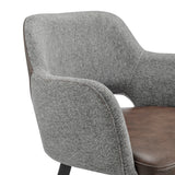 Desi Swivel Bar Stool in Gray Fabric and Light Brown Leatherette with Black Base
