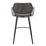 Desi Swivel Counter Stool in Gray Fabric and Dark Gray Leatherette with Black Base
