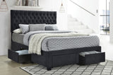 Soledad Contemporary 4-drawer Button Tufted Storage Bed Charcoal