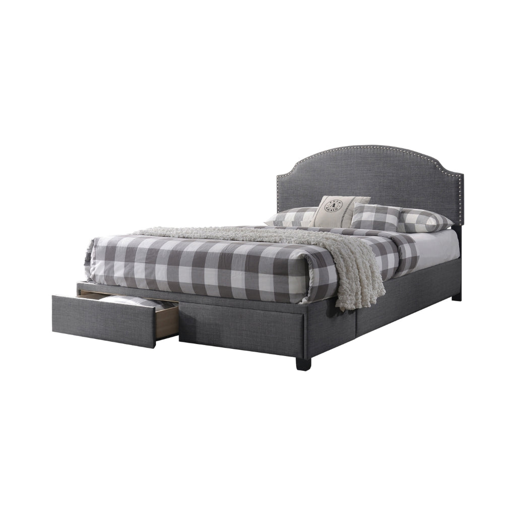 Niland Contemporary 2-drawer Upholstered Storage Bed Charcoal