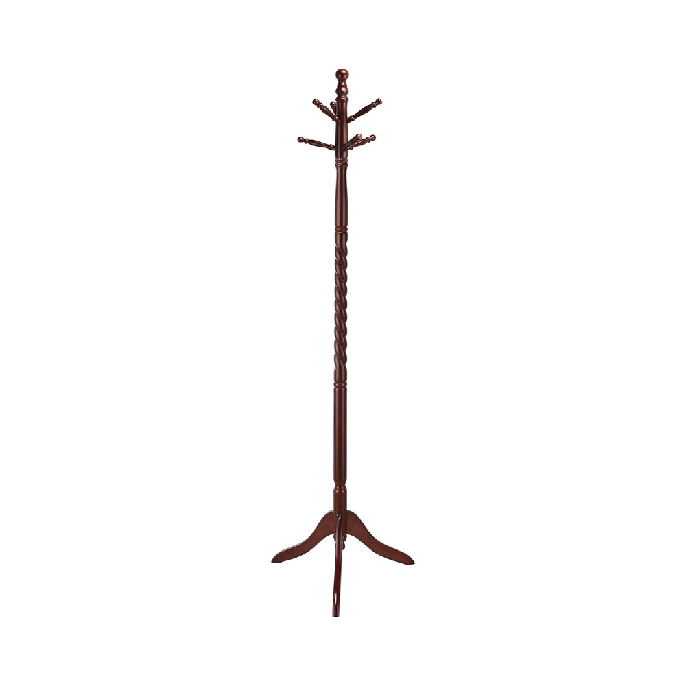 Traditional 2-Tier Coat Rack in Merlot Finish - Elegant Entryway Organizer with Six Hooks