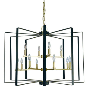 12-Light Satin Brass/Matte Black Camille Chandelier