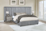 Arles Velvet Upholstered Vertical Tufted Wall Panel in Grey - Elevate Your Bedroom Décor Today!