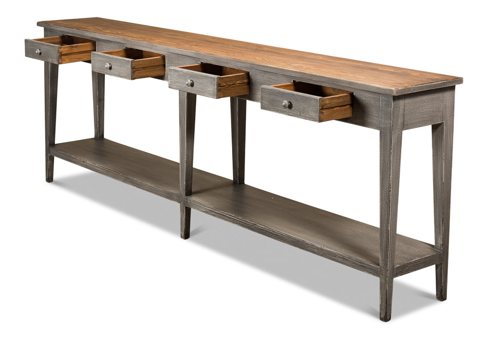 Provincial Hall Table - Grey with Natural Tp