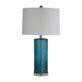 Sagebrook Home Contemporary Glass 28"  Chevron Table Lamp, Blue 51246-01 Blue Glass
