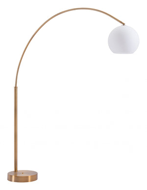 HomeRoots Brushed Brass Modern Arc Floor Lamp 309024-HOMEROOTS 309024