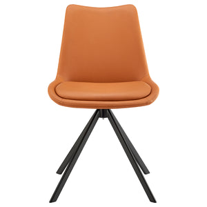 Vind Swivel Side Chair in Cognac Leatherette with Black Steel Legs - Set of 1