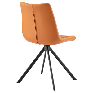 Vind Swivel Side Chair in Cognac Leatherette with Black Steel Legs - Set of 1