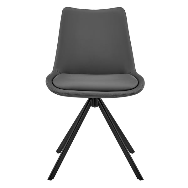 Vind Swivel Side Chair in Gray Leatherette with Black Steel Legs - Set of 1